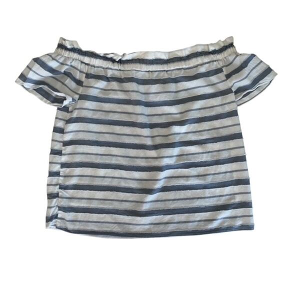 3/$21 Juicy Couture Gray and White Striped Off the Shoulders Blouse - XL - Picture 1 of 4